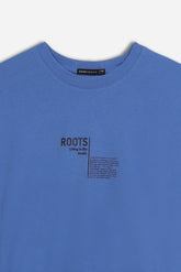 T-SHIRT GIROCOLLO STAMPATA MANICA LUNGA AZZURRO